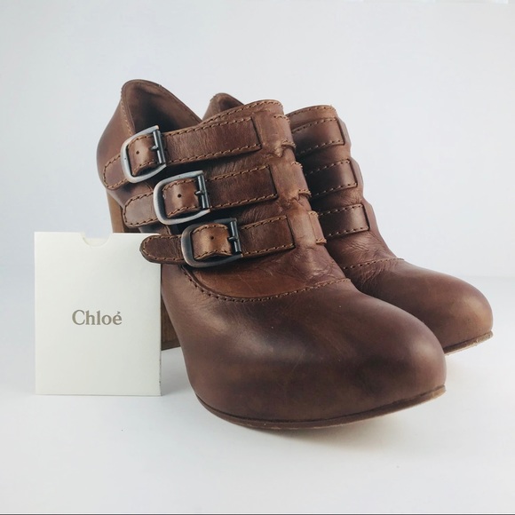 Chloe Shoes - Chloe´ Brown Leather 3 Buckle Ankle Booties Sz 40